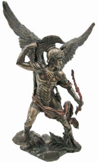 archangel uriel bronzed statue battle angel with bow