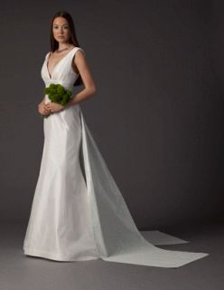 Authentic Angel Sanchez N8012 Sleeveless Ivory Silk Bridal Wedding 