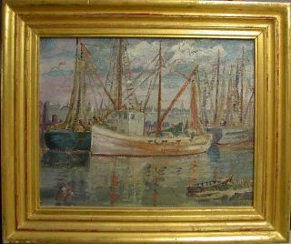   Impressionist Cape May N J Dock Scene 1946 Anna Lee Taylor