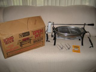 Vintage Black Angus Rotisserie Open Hearth Pit Broiler King Size New 
