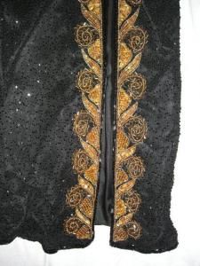 GUC Womens Anil Black Silk Dress Gold Blk Beads Smal