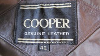 Vintage 1980s Brown Leather Cooper Racing Motorcycle Bomber Jacket M 