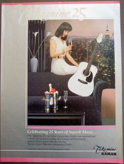 1987 Vintage Music Ad Takamine 25 Silver Anniversary Guitar