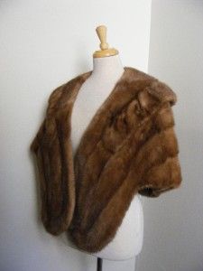 Vtg 50s 60s Annis Furs Autumn Haze Honey Brown Mink Fur Stole Cape s M 