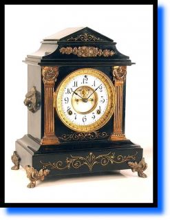 Elegant ANSONIA Mantle Clock with VISIBLE ESCAPEMENT Serviced & Works 