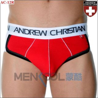 Andrew Christian Brief Mens Underwear Removable Back Padded Red Small 