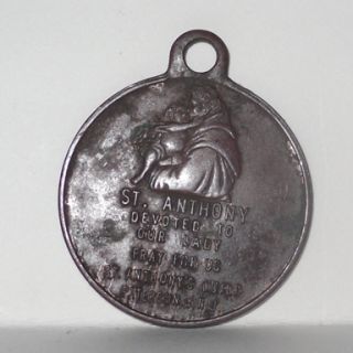 Vintage St. Anthony Medal   Our Lady of Lourdes on other side