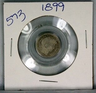 1899 Silver Barber Dime US Coin 10 Cent Shipped in Air Tite Holder 573 