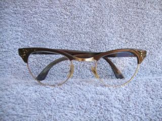 Vintage Bakelite 1 10 12K Gold Filled Cats Eye Eyeglasses Signed UOC 