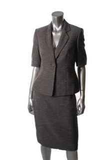 Anne Klein Kensington Black Short Sleeve One Button Front Lined Skirt 