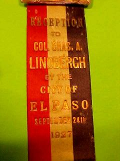 Historic Charles Lindbergh Automobile Pass and Reception Ribbon 1 of A 