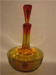 Vintage Art Glass Decanter Blenko Mid Century Space Age Amberina from 