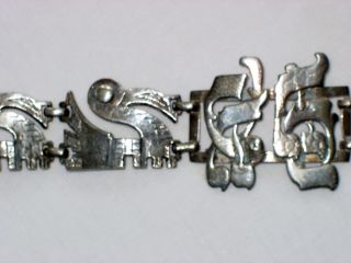 Coro Pegasus Vintage Silver Bracelet Peruvian Laffi Design Bird 
