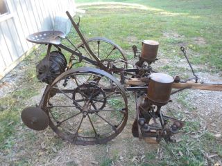 Antique Farm Two Horse 30 Steel Wheel 37 Black Hawk Corn Planter Oh 