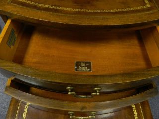 Vtg Antique Leather Top End Tables Columbia Manufacturing Co 