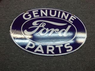 Genuine Ford Parts porcelain antique sign beautiful Ford blue 1930s 