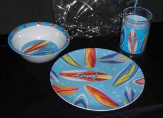 New Surf Board 3P Dinnerware Dishes Plate Bowl Tumbler