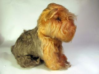 Vintage Steiff Stuffed Animal Shaggy Hairy Dog Seated