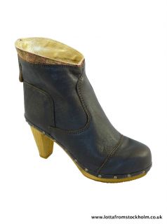 Sanita Primula Ankle Clog Boots in Dark Brown Leather