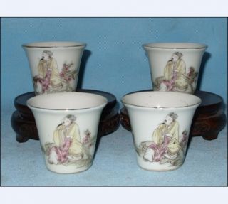 4pcs of chinese antique famille rose porcelain tea cup tea sets