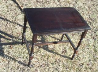 Antique Victorian Mahogany & Oak Wood Vanity Piano Bench   FINE