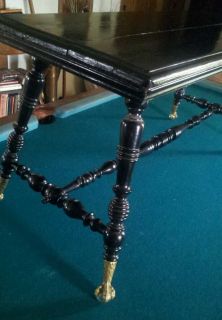 Antique Piano Bench Table Late 1800s Claw Foot Crystal Glass Balls 