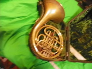 Antique 3 valve single Bb French horn made by Schuster Co 