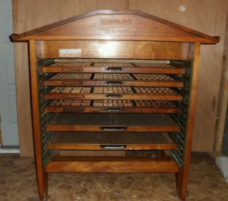 Antique Hamilton Printers Cabinet Solid Oak 6 Drawers