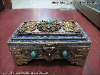   Silver 24k Gold turquoise Red coral Lapis lazuli Buddhist jewelry Box