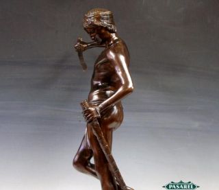 French Bronze Figure David Goliath Antonin Mercie C1890