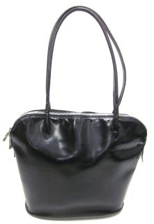 Vntg Anya Hindmarch London Black Leather Handbag Tote