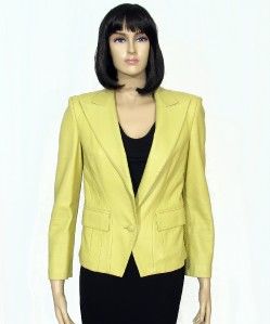 antonio berardi pale yellow leather jacket size 40 6