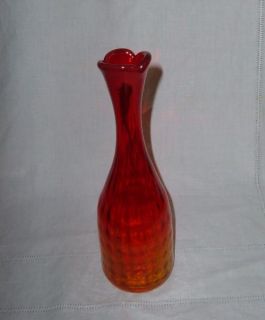 Vintage Blenko Art Glass Hand Blown Tangerine Textured Bud Vase Design 
