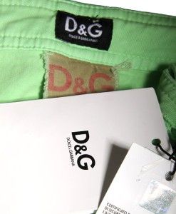   Gabbana D G Lime Green Stretch Cotton Logo Capri Jeans Pants 28