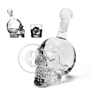 Crystal Head Skull Liquor Wine Vodka Whiskey Glass Bottle Jar Decanter 