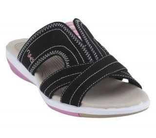 Ryka Slip on Open Toe Gored Cross Strap Sport Slide Sandal Shoe Choice 