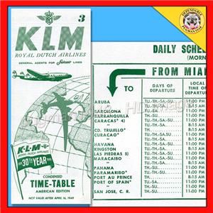   AIRLINES 1949 AIRLINE TIMETABLE SCHEDULE AMERICAN CARIBBEAN IRELAND