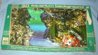 Vintage Penn Plax 3D Aquarium Background w/Box 1960s Creature