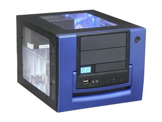 APEVIA X QPACK BL 420 Black Blue Aluminum MicroATX Desktop Computer 
