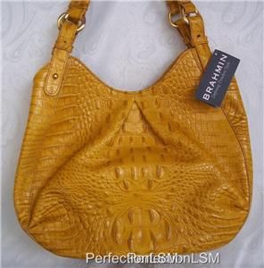Brahmin Annie Melbourne Croc Embossed Leather Purse Citrine Great Fall 