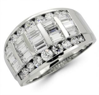 14k Solid White Gold CZ Anniversary Wedding Ring Band