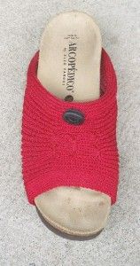 Womens Arcopedico Elio Parodi Cheri Red Hand Knit Sandals Slides Size 