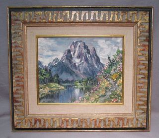 Archie B. Teater (1902 1978) Listed Grand Tetons Wyoming Original Oil 