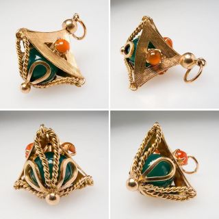   Agate Bracelet Charm Pendant 18K Gold Vintage Italian Jewelry