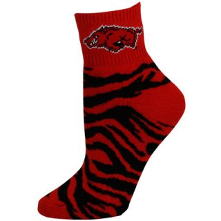 Arkansas Razorbacks Ladies Cardinal Black Tiger Stripe Quarter Socks 