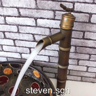 Antique Brass Bamboo Bathroom Vessel Sink Faucet 5324F