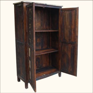   Reclaimed Wood Storage Distressed Wardrobe Armoires Cabinet Furniture