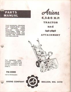 1969 1978 Ariens 22000 Series Snowblower Parts Manual