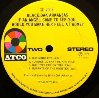 BLACK OAK ARKANSAS if an angel came to see you LP VG+ Promo SD 7008 