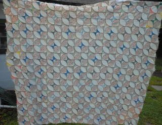 VINTAGE HAND CRAFTED QUILT TOP ANTIQUE QUILT TOP CELTIC CIRCLE
